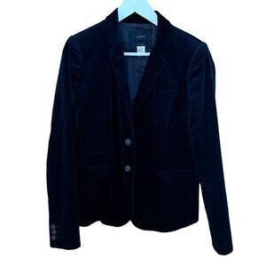 J. Crew Schoolboy Navy Blue Velvet Blazer Jacket Women's size 8 Tall